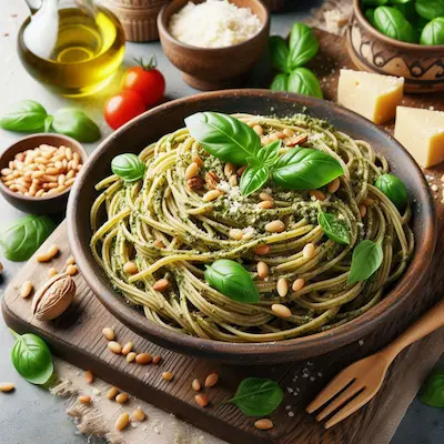 Pasta Integral con Pesto de Albahaca